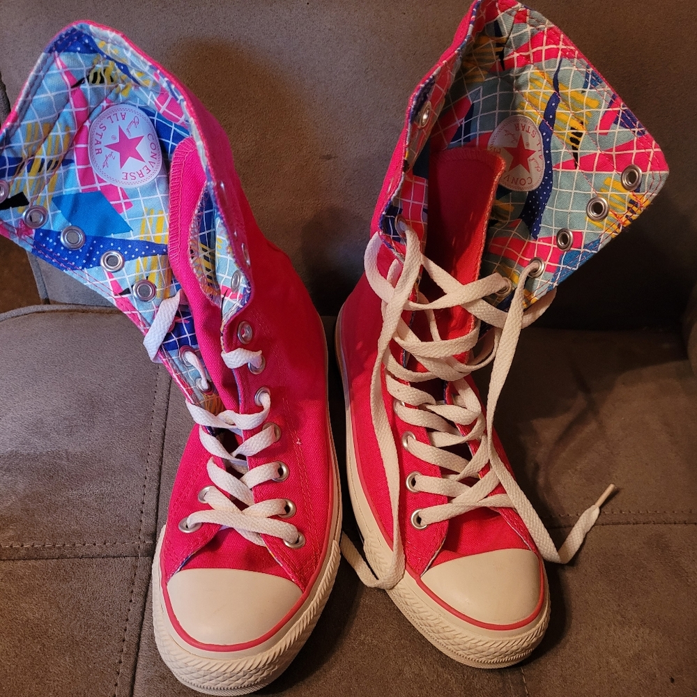 Converse High Tops Style Code 507127 Pink with Multi-colored Inside US Size 6